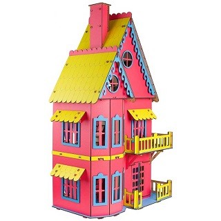 Купить Деревянный конструктор Кукольный домик розовый Большой Слон Д-009 в интернет-магазине Детский Крым