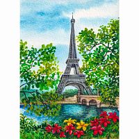 Алмазная мозаика Весенний Париж Рыжий кот НД-8568
