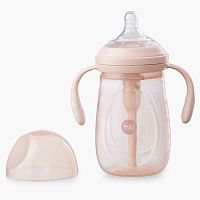 Бутылочка с ручками и силиконовой соской 300 мл. розовый Happy Baby 10020